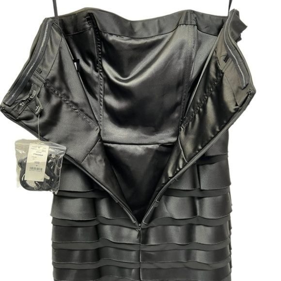 White House Black Market NWT Black Strapless Ribbon Cocktail Dress - Picture 4 of 9